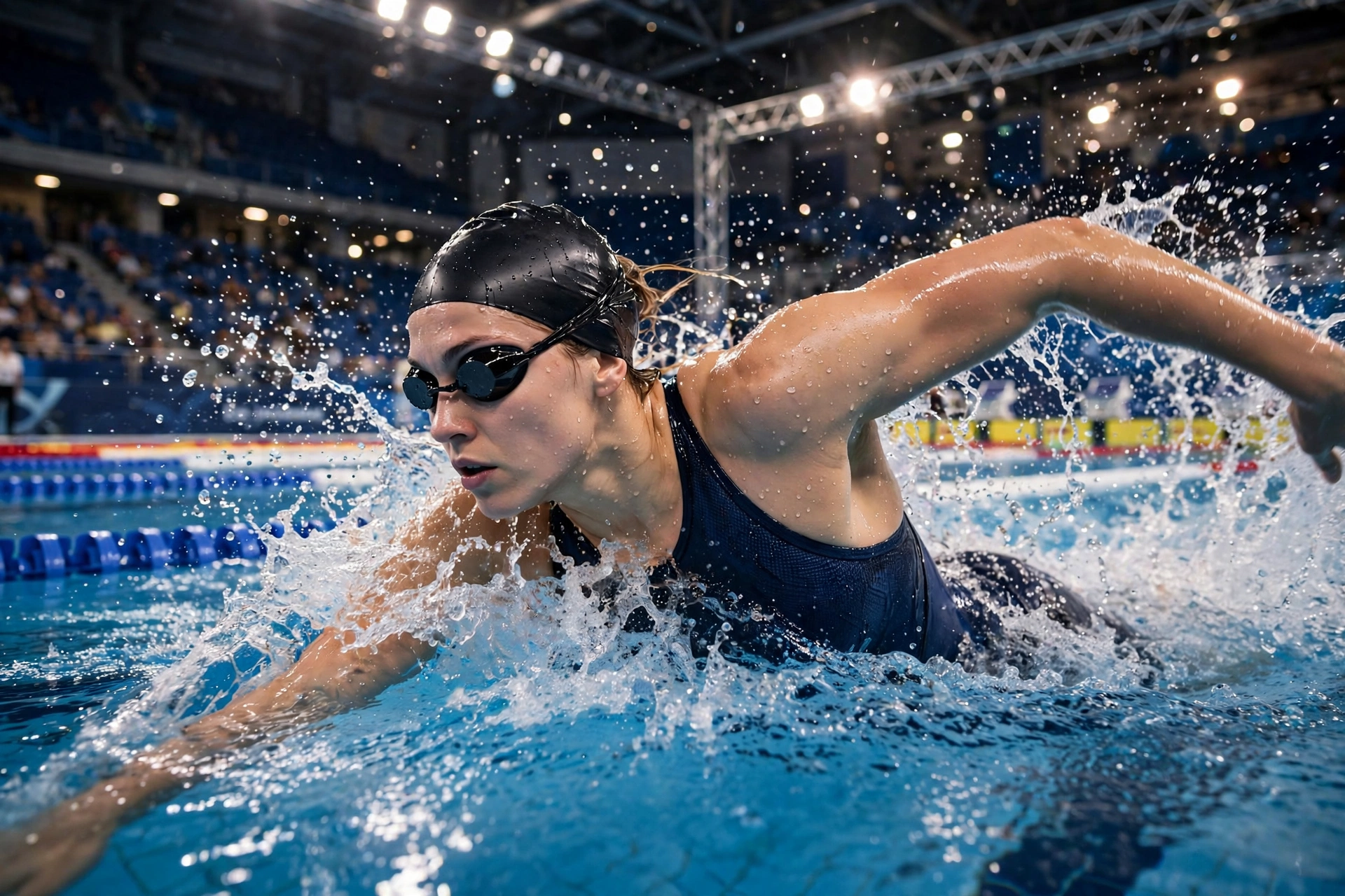 Olympic swimmer competing, the kind of athletic achievement female athletes say the Novig ad undermined