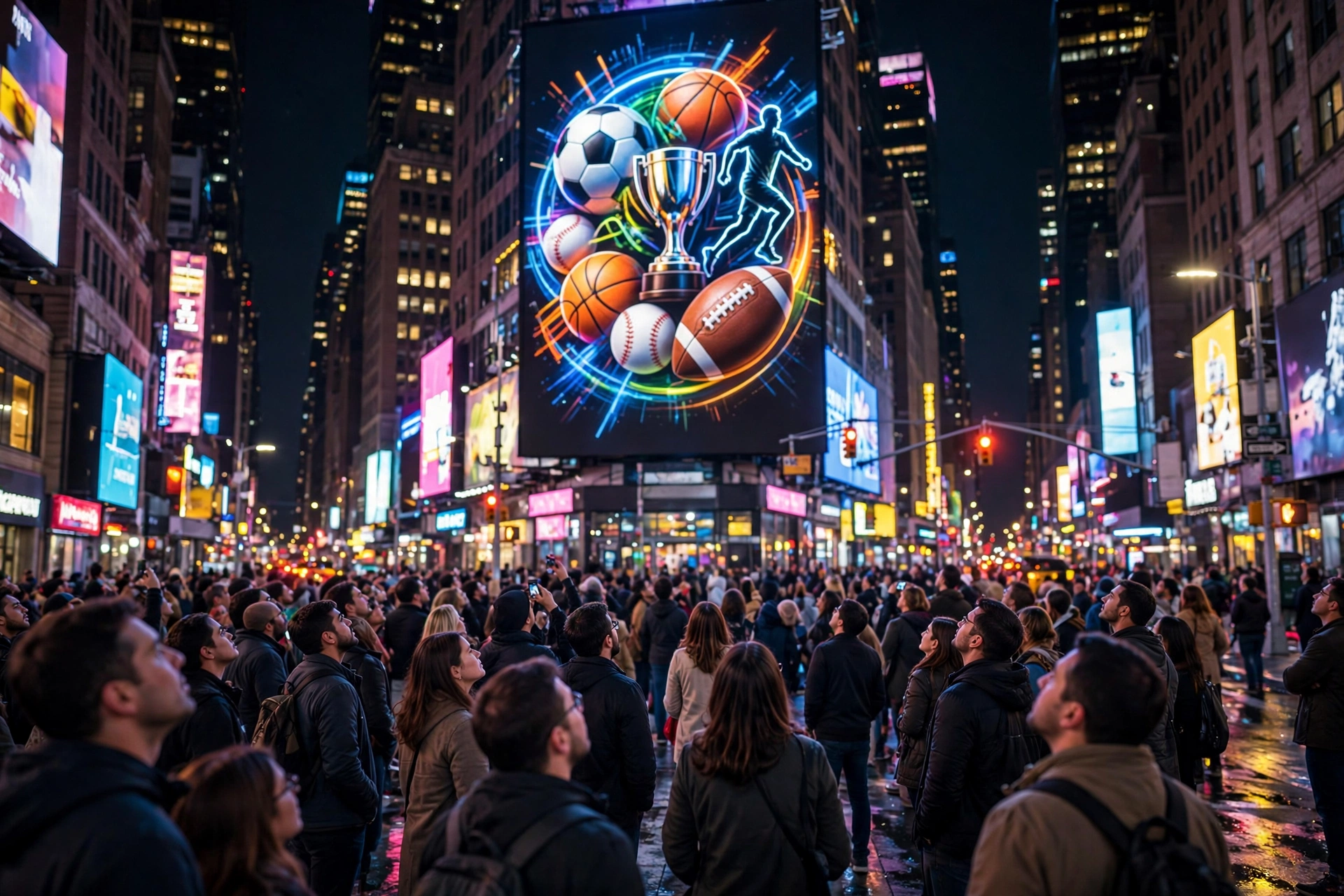 Times Square billboards at night in New York City