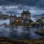 Scottish castle at dusk, the setting of The Celebrity Traitors season 2